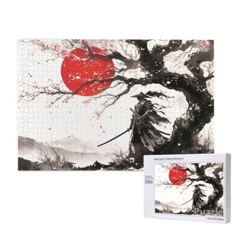 Puzzle 1000 Teile Erwachsene, Japan Puzzle Krieger Muster Design, Groß Holz Jigsaw 75x50cm Size mit Geschenkboxverpackung for Wanddeko Wohnzimmer, Geschenke für Frauen, Geschenke für Männer,Model23 von Dozsconz