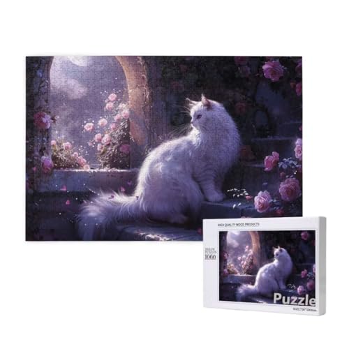 Puzzle 1000 Teile Erwachsene, Katze Puzzle Blume Muster Design, Groß Holz Jigsaw 75x50cm Size mit Geschenkboxverpackung for Wanddeko Wohnzimmer, Geschenke für Frauen, Geschenke für Männer,Model1545 Puzzle 1000 Teile Erwachsene, Katze Puzzle Blume Muster Design, Groß Holz Jigsaw 75x50cm Size mit Geschenkboxverpackung for Wanddeko Wohnzimmer, Geschenke für Frauen, Geschenke für Männer,Model1545 von Dozsconz