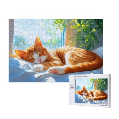 Puzzle 1000 Teile Erwachsene, Katze Puzzle Tier Muster Design, Groß Holz Jigsaw 75x50cm Size mit Geschenkboxverpackung for Wanddeko Wohnzimmer, Geschenke für Frauen, Geschenke für Männer,Model541 von Dozsconz
