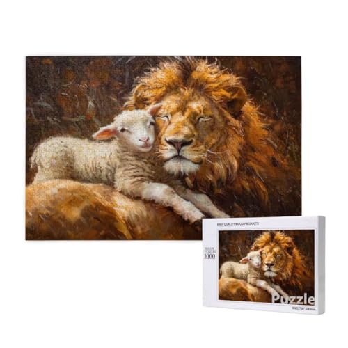 Puzzle 1000 Teile Erwachsene, LöWe Puzzle Schaf Muster Design, Groß Holz Jigsaw 75x50cm Size mit Geschenkboxverpackung for Wanddeko Wohnzimmer, Geschenke für Frauen, Geschenke für Männer,Model1255 Puzzle 1000 Teile Erwachsene, LöWe Puzzle Schaf Muster Design, Groß Holz Jigsaw 75x50cm Size mit Geschenkboxverpackung for Wanddeko Wohnzimmer, Geschenke für Frauen, Geschenke für Männer,Model1255 von Dozsconz