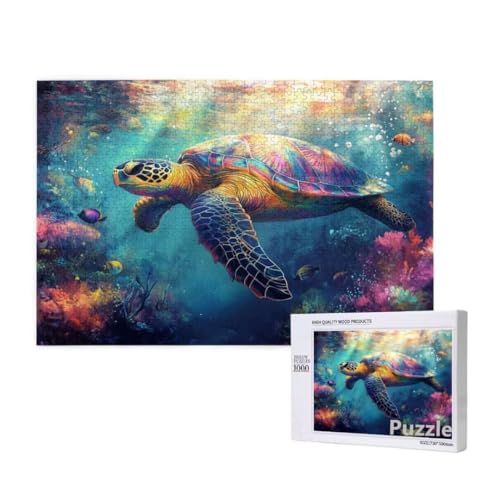 Puzzle 1000 Teile Erwachsene, MeeresschildkröTen Puzzle Koralle Muster, Groß Jigsaw 75x50cm Size mit Geschenkboxverpackung, Wanddeko Wohnzimmer, Geschenke für Frauen, Geschenke für Männer,Model583 von Dozsconz