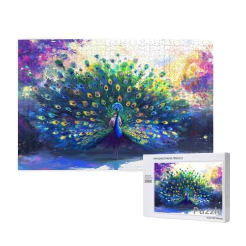 Puzzle 1000 Teile Erwachsene, Pfau Puzzle Tier Muster Design, Groß Holz Jigsaw 75x50cm Size mit Geschenkboxverpackung for Wanddeko Wohnzimmer, Geschenke für Frauen, Geschenke für Männer,Model463 Puzzle 1000 Teile Erwachsene, Pfau Puzzle Tier Muster Design, Groß Holz Jigsaw 75x50cm Size mit Geschenkboxverpackung for Wanddeko Wohnzimmer, Geschenke für Frauen, Geschenke für Männer,Model463 von Dozsconz