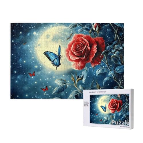Puzzle 1000 Teile Erwachsene, Rose Puzzle Mond Muster Design, Groß Holz Jigsaw 75x50cm Size mit Geschenkboxverpackung for Wanddeko Wohnzimmer, Geschenke für Frauen, Geschenke für Männer,Model829 Puzzle 1000 Teile Erwachsene, Rose Puzzle Mond Muster Design, Groß Holz Jigsaw 75x50cm Size mit Geschenkboxverpackung for Wanddeko Wohnzimmer, Geschenke für Frauen, Geschenke für Männer,Model829 von Dozsconz
