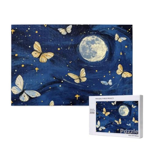 Puzzle 1000 Teile Erwachsene, Schmetterling Puzzle Mond Muster Design, Groß Jigsaw 75x50cm Size mit Geschenkboxverpackung, Wanddeko Wohnzimmer, Geschenke für Frauen, Geschenke für Männer,Model251 von Dozsconz