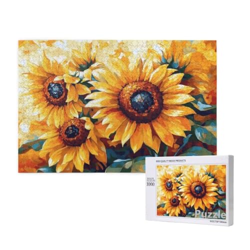 Puzzle 1000 Teile Erwachsene, Sonnenblume Puzzle anlage Muster Design, Groß Jigsaw 75x50cm Size mit Geschenkboxverpackung, Wanddeko Wohnzimmer, Geschenke für Frauen, Geschenke für Männer,Model699 von Dozsconz