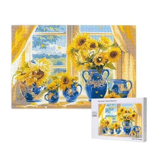 Puzzle 1000 Teile Erwachsene, Sonnenblume Puzzle anlage Muster Design, Groß Jigsaw 75x50cm Size mit Geschenkboxverpackung, Wanddeko Wohnzimmer, Geschenke für Frauen, Geschenke für Männer,Model811 von Dozsconz