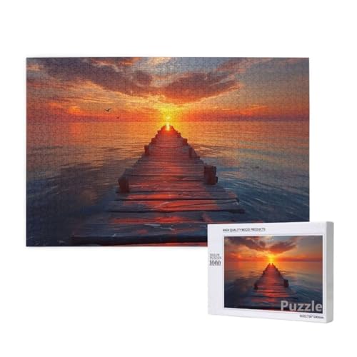 Puzzle 1000 Teile Erwachsene, Strand Puzzle Sonnenuntergang Muster Design, Groß Jigsaw 75x50cm Size mit Geschenkboxverpackung, Wanddeko Wohnzimmer, Geschenke für Frauen, Männer Geschenke,Model143 von Dozsconz