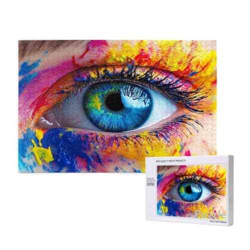 Puzzle 1500 Teile Erwachsene, Auge Puzzle Farbe Muster Design, Groß Holz Jigsaw 87x57cm Size mit Geschenkboxverpackung for Wanddeko Wohnzimmer, Geschenke für Frauen, Geschenke für Männer,Model601 von Dozsconz