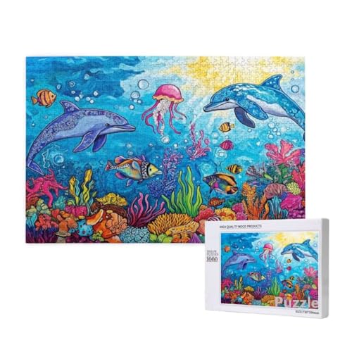 Puzzle 1500 Teile Erwachsene, Delphin Puzzle Qualle Muster Design, Groß Holz Jigsaw 87x57cm Size mit Geschenkboxverpackung, Wanddeko Wohnzimmer, Geschenke für Frauen, Geschenke für Männer,Model1111 Puzzle 1500 Teile Erwachsene, Delphin Puzzle Qualle Muster Design, Groß Holz Jigsaw 87x57cm Size mit Geschenkboxverpackung, Wanddeko Wohnzimmer, Geschenke für Frauen, Geschenke für Männer,Model1111 von Dozsconz