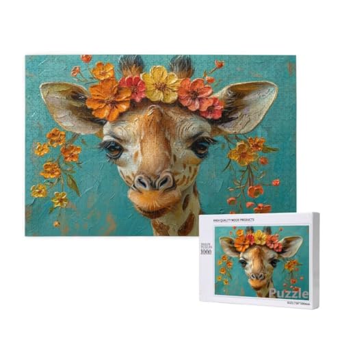 Puzzle 1500 Teile Erwachsene, Giraffe Puzzle Blume Muster Design, Groß Holz Jigsaw 87x57cm Size mit Geschenkboxverpackung for Wanddeko Wohnzimmer, Geschenke für Frauen, Geschenke für Männer,Model153 Puzzle 1500 Teile Erwachsene, Giraffe Puzzle Blume Muster Design, Groß Holz Jigsaw 87x57cm Size mit Geschenkboxverpackung for Wanddeko Wohnzimmer, Geschenke für Frauen, Geschenke für Männer,Model153 von Dozsconz