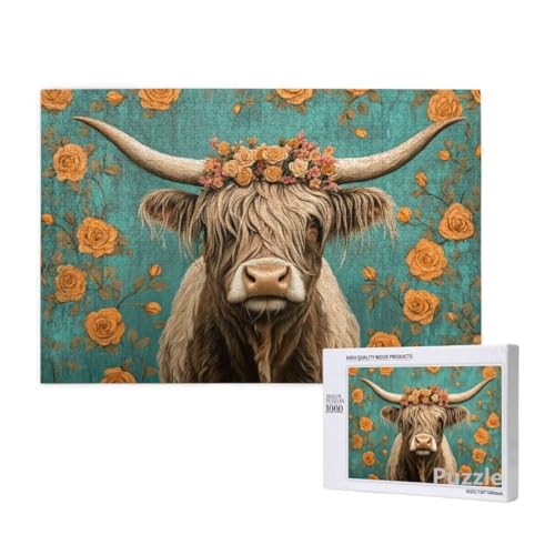Puzzle 1500 Teile Erwachsene, Hochlandrinder Puzzle Blume Muster Design, Groß Jigsaw 87x57cm Size mit Geschenkboxverpackung, Wanddeko Wohnzimmer, Geschenke für Frauen, Geschenke für Männer,Model1463 Puzzle 1500 Teile Erwachsene, Hochlandrinder Puzzle Blume Muster Design, Groß Jigsaw 87x57cm Size mit Geschenkboxverpackung, Wanddeko Wohnzimmer, Geschenke für Frauen, Geschenke für Männer,Model1463 von Dozsconz