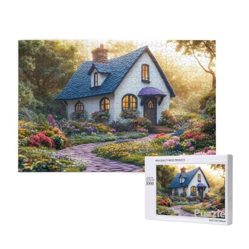 Puzzle 1500 Teile Erwachsene, Kabine Puzzle Blume Muster Design, Groß Holz Jigsaw 87x57cm Size mit Geschenkboxverpackung for Wanddeko Wohnzimmer, Geschenke für Frauen, Geschenke für Männer,Model523 von Dozsconz