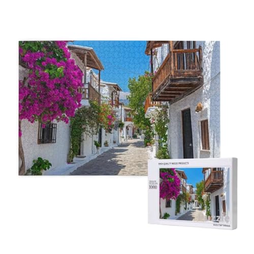 Puzzle 1500 Teile Erwachsene, StraßE Puzzle Blume Muster Design, Groß Holz Jigsaw 87x57cm Size mit Geschenkboxverpackung for Wanddeko Wohnzimmer, Geschenke für Frauen, Geschenke für Männer,Model893 von Dozsconz
