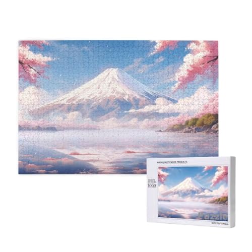 Puzzle 1500 Teile Erwachsene, Vulkan Fuji Puzzle KirschblüTen Muster Design, Groß Jigsaw 87x57cm Size mit Geschenkboxverpackung, Wanddeko Wohnzimmer, Geschenke für Frauen, Männer Geschenke,Model297 von Dozsconz