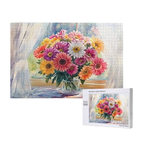 Puzzle 2000 Teile Erwachsene, Farbe Puzzle Blume Muster Design, Groß Holz Jigsaw 99x70cm Size mit Geschenkboxverpackung for Wanddeko Wohnzimmer, Geschenke für Frauen, Geschenke für Männer,Model709 von Dozsconz