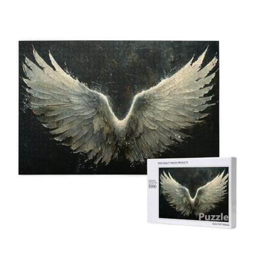 Puzzle 2000 Teile Erwachsene, FlüGel Puzzle Weiß Muster Design, Groß Holz Jigsaw 99x70cm Size mit Geschenkboxverpackung for Wanddeko Wohnzimmer, Geschenke für Frauen, Geschenke für Männer,Model149 von Dozsconz