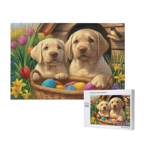Puzzle 2000 Teile Erwachsene, Hund Puzzle Tulpe Muster Design, Groß Holz Jigsaw 99x70cm Size mit Geschenkboxverpackung for Wanddeko Wohnzimmer, Geschenke für Frauen, Geschenke für Männer,Model409 von Dozsconz