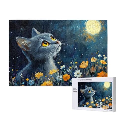 Puzzle 2000 Teile Erwachsene, Katze Puzzle Mond Muster Design, Groß Holz Jigsaw 99x70cm Size mit Geschenkboxverpackung for Wanddeko Wohnzimmer, Geschenke für Frauen, Geschenke für Männer,Model549 Puzzle 2000 Teile Erwachsene, Katze Puzzle Mond Muster Design, Groß Holz Jigsaw 99x70cm Size mit Geschenkboxverpackung for Wanddeko Wohnzimmer, Geschenke für Frauen, Geschenke für Männer,Model549 von Dozsconz