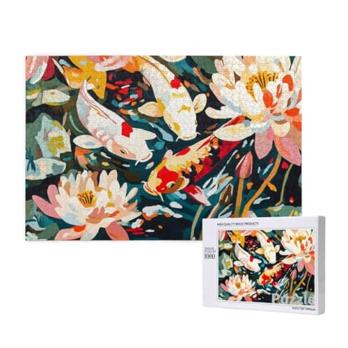 Puzzle 2000 Teile Erwachsene, Koi Puzzle Lotus Muster Design, Groß Holz Jigsaw 99x70cm Size mit Geschenkboxverpackung for Wanddeko Wohnzimmer, Geschenke für Frauen, Geschenke für Männer,Model1433 Puzzle 2000 Teile Erwachsene, Koi Puzzle Lotus Muster Design, Groß Holz Jigsaw 99x70cm Size mit Geschenkboxverpackung for Wanddeko Wohnzimmer, Geschenke für Frauen, Geschenke für Männer,Model1433 von Dozsconz