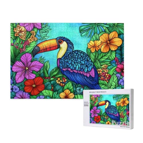 Puzzle 2000 Teile Erwachsene, Papagei Puzzle Blume Muster Design, Groß Holz Jigsaw 99x70cm Size mit Geschenkboxverpackung, Wanddeko Wohnzimmer, Geschenke für Frauen, Geschenke für Männer,Model1107 von Dozsconz