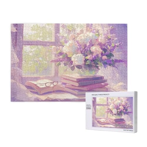 Puzzle 3000 Teile Erwachsene, Blume Puzzle Buch Muster Design, Groß Holz Jigsaw 122x81cm Size mit Geschenkboxverpackung for Wanddeko Wohnzimmer, Geschenke für Frauen, Geschenke für Männer,Model381 von Dozsconz