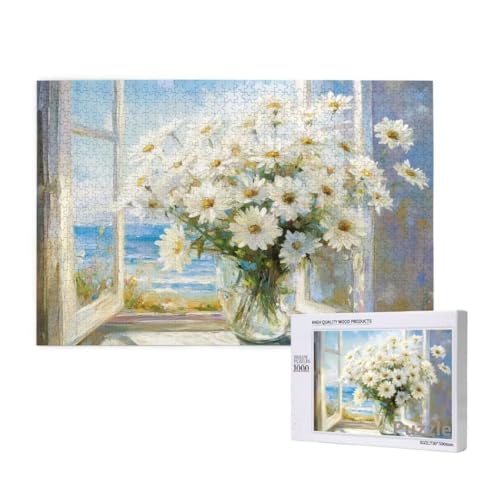 Puzzle 3000 Teile Erwachsene, Blume Puzzle Strand Muster Design, Groß Holz Jigsaw 122x81cm Size mit Geschenkboxverpackung for Wanddeko Wohnzimmer, Geschenke für Frauen, Geschenke für Männer,Model465 von Dozsconz