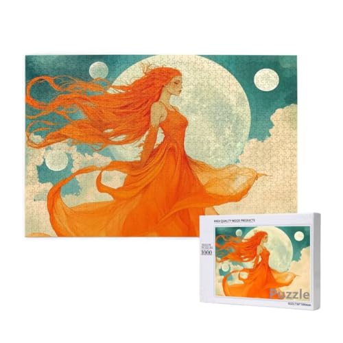 Puzzle 3000 Teile Erwachsene, Frau Puzzle Mond Muster Design, Groß Holz Jigsaw 122x81cm Size mit Geschenkboxverpackung for Wanddeko Wohnzimmer, Geschenke für Frauen, Geschenke für Männer,Model229 von Dozsconz