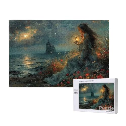 Puzzle 3000 Teile Erwachsene, Frau Puzzle Strand Muster Design, Groß Holz Jigsaw 122x81cm Size mit Geschenkboxverpackung for Wanddeko Wohnzimmer, Geschenke für Frauen, Geschenke für Männer,Model93 von Dozsconz