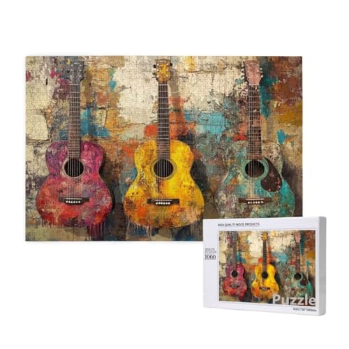 Puzzle 3000 Teile Erwachsene, Gitarre Puzzle Retro Muster Design, Groß Holz Jigsaw 122x81cm Size mit Geschenkboxverpackung, Wanddeko Wohnzimmer, Geschenke für Frauen, Geschenke für Männer,Model1159 Puzzle 3000 Teile Erwachsene, Gitarre Puzzle Retro Muster Design, Groß Holz Jigsaw 122x81cm Size mit Geschenkboxverpackung, Wanddeko Wohnzimmer, Geschenke für Frauen, Geschenke für Männer,Model1159 von Dozsconz