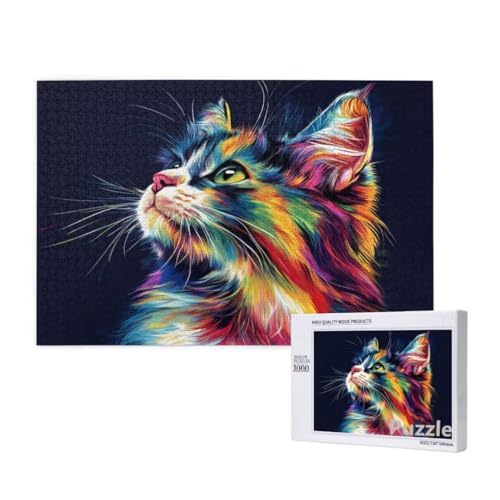 Puzzle 3000 Teile Erwachsene, Katze Puzzle Farbe Muster Design, Groß Holz Jigsaw 122x81cm Size mit Geschenkboxverpackung for Wanddeko Wohnzimmer, Geschenke für Frauen, Geschenke für Männer,Model555 Puzzle 3000 Teile Erwachsene, Katze Puzzle Farbe Muster Design, Groß Holz Jigsaw 122x81cm Size mit Geschenkboxverpackung for Wanddeko Wohnzimmer, Geschenke für Frauen, Geschenke für Männer,Model555 von Dozsconz