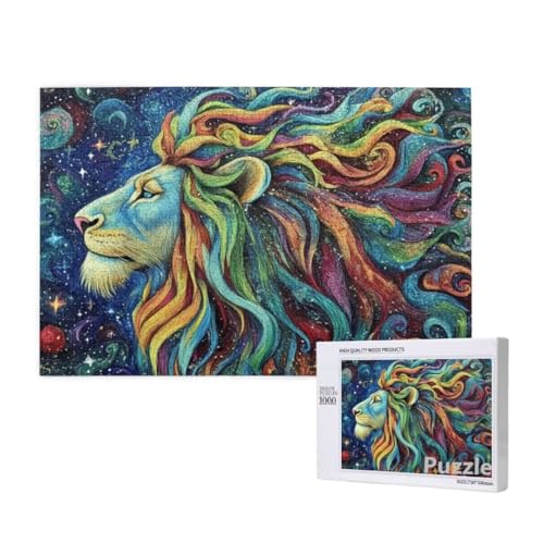 Puzzle 3000 Teile Erwachsene, LöWe Puzzle Farbe Muster Design, Groß Holz Jigsaw 122x81cm Size mit Geschenkboxverpackung for Wanddeko Wohnzimmer, Geschenke für Frauen, Geschenke für Männer,Model969 von Dozsconz
