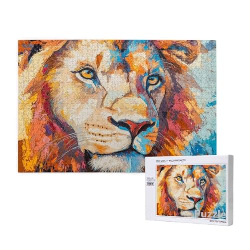 Puzzle 3000 Teile Erwachsene, LöWe Puzzle Tier Muster Design, Groß Holz Jigsaw 122x81cm Size mit Geschenkboxverpackung for Wanddeko Wohnzimmer, Geschenke für Frauen, Geschenke für Männer,Model921 von Dozsconz