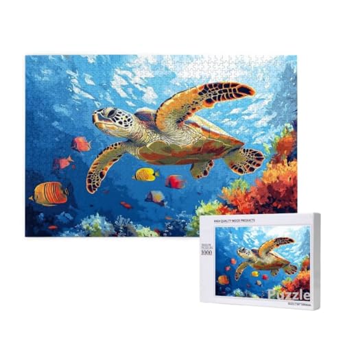 Puzzle 3000 Teile Erwachsene, MeeresschildkröTen Puzzle Fisch Muster, Groß Jigsaw 122x81cm Size mit Geschenkboxverpackung, Wanddeko Wohnzimmer, Geschenke für Frauen, Geschenke für Männer,Model1203 von Dozsconz