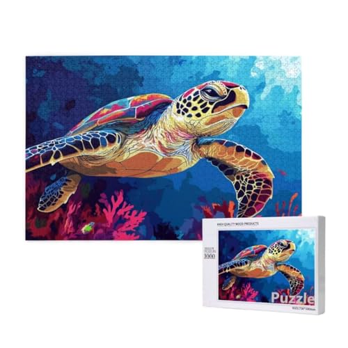 Puzzle 3000 Teile Erwachsene, MeeresschildkröTen Puzzle Koralle Muster, Groß Jigsaw 122x81cm Size mit Geschenkboxverpackung, Wanddeko Wohnzimmer, Geschenke für Frauen, Geschenke für Männer,Model633 von Dozsconz