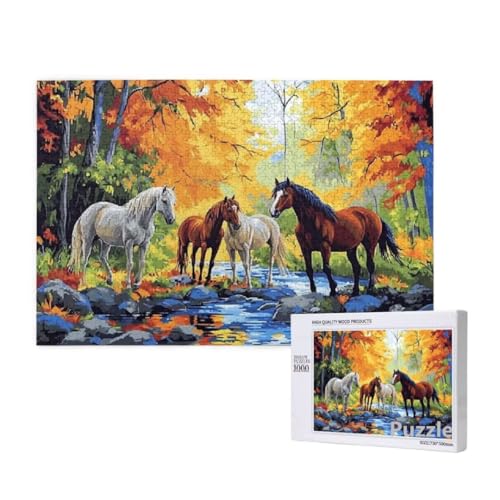 Puzzle 3000 Teile Erwachsene, Pferd Puzzle Tier Muster Design, Groß Holz Jigsaw 122x81cm Size mit Geschenkboxverpackung for Wanddeko Wohnzimmer, Geschenke für Frauen, Geschenke für Männer,Model1109 von Dozsconz