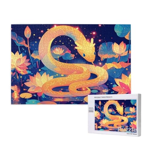 Puzzle 3000 Teile Erwachsene, Schlange Puzzle Lotus Muster Design, Groß Holz Jigsaw 122x81cm Size mit Geschenkboxverpackung, Wanddeko Wohnzimmer, Geschenke für Frauen, Geschenke für Männer,Model535 Puzzle 3000 Teile Erwachsene, Schlange Puzzle Lotus Muster Design, Groß Holz Jigsaw 122x81cm Size mit Geschenkboxverpackung, Wanddeko Wohnzimmer, Geschenke für Frauen, Geschenke für Männer,Model535 von Dozsconz
