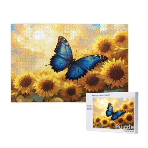 Puzzle 3000 Teile Erwachsene, Schmetterling Puzzle Sonnenblume Muster, Groß Jigsaw 122x81cm Size mit Geschenkboxverpackung, Wanddeko Wohnzimmer, Geschenke für Frauen, Geschenke für Männer,Model585 von Dozsconz