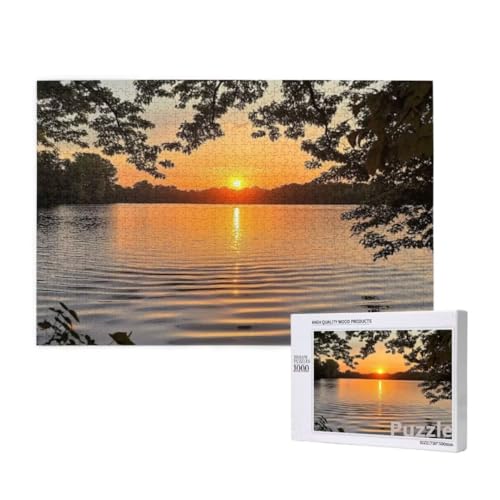 Puzzle 3000 Teile Erwachsene, See Puzzle Sonnenuntergang Muster Design, Groß Jigsaw 122x81cm Size mit Geschenkboxverpackung, Wanddeko Wohnzimmer, Geschenke für Frauen, Geschenke für Männer,Model1173 von Dozsconz