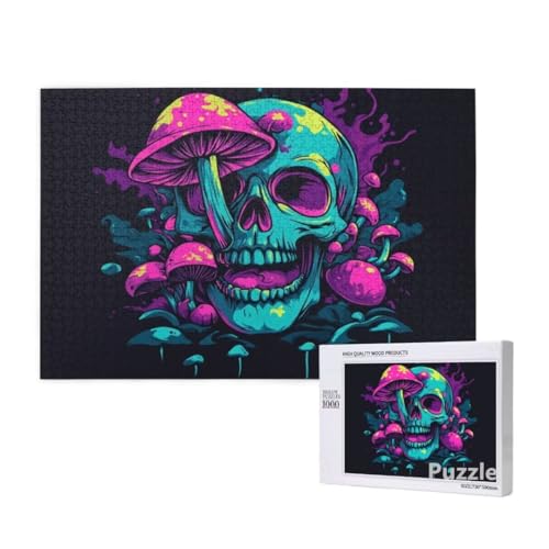 Puzzle 3000 Teile Erwachsene, Skeleton Puzzle Pilz Muster Design, Groß Holz Jigsaw 122x81cm Size mit Geschenkboxverpackung, Wanddeko Wohnzimmer, Geschenke für Frauen, Geschenke für Männer,Model1125 von Dozsconz
