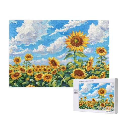 Puzzle 3000 Teile Erwachsene, Sonnenblume Puzzle Wolke Muster Design, Groß Jigsaw 122x81cm Size mit Geschenkboxverpackung, Wanddeko Wohnzimmer, Geschenke für Frauen, Geschenke für Männer,Model681 von Dozsconz