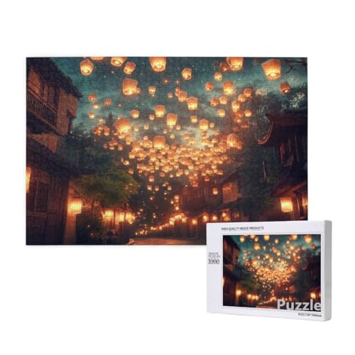 Puzzle 3000 Teile Erwachsene, StraßE Puzzle Kongming-Laterne Muster Design, Groß Jigsaw 122x81cm Size mit Geschenkboxverpackung, Wanddeko Wohnzimmer, Geschenke für Frauen, Männer Geschenke,Model1197 von Dozsconz