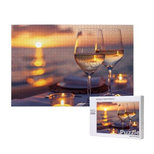 Puzzle 3000 Teile Erwachsene, Weinglas Puzzle Sonnenuntergang Muster, Groß Jigsaw 122x81cm Size mit Geschenkboxverpackung, Wanddeko Wohnzimmer, Geschenke für Frauen, Geschenke für Männer,Model1347 von Dozsconz
