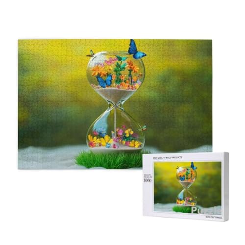 Sanduhr Puzzle 1500 Teile Erwachsene, Groß Puzzle Schmetterling Muster Design, Jigsaw 87x57cm Size mit Geschenkboxverpackung, Wanddeko Wohnzimmer, Geschenke für Frauen, Geschenke für Männer,Model1312 von Dozsconz