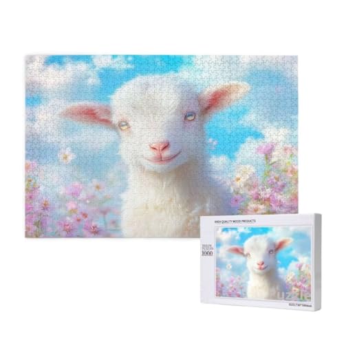 Schaf Puzzle 2000 Teile Erwachsene, Groß Puzzle Blume Muster Design, Holz Jigsaw 99x70cm Size mit Geschenkboxverpackung for Wanddeko Wohnzimmer, Geschenke für Frauen, Geschenke für Männer,Model658 von Dozsconz