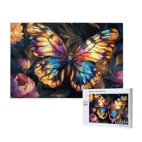 Schmetterling Puzzle 1000 Teile Erwachsene, Groß Puzzle Blume Muster Design, Jigsaw 75x50cm Size mit Geschenkboxverpackung, Wanddeko Wohnzimmer, Geschenke für Frauen, Geschenke für Männer,Model208 von Dozsconz