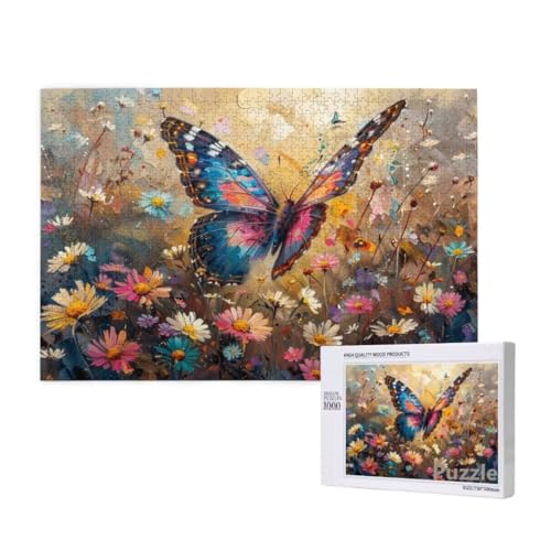 Schmetterling Puzzle 1000 Teile Erwachsene, Groß Puzzle Blume Muster Design, Jigsaw 75x50cm Size mit Geschenkboxverpackung, Wanddeko Wohnzimmer, Geschenke für Frauen, Geschenke für Männer,Model72 von Dozsconz