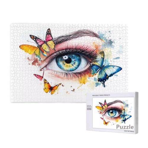 Schmetterling Puzzle 1500 Teile Erwachsene, Groß Puzzle Auge Muster Design, Jigsaw 87x57cm Size mit Geschenkboxverpackung, Wanddeko Wohnzimmer, Geschenke für Frauen, Geschenke für Männer,Model374 von Dozsconz