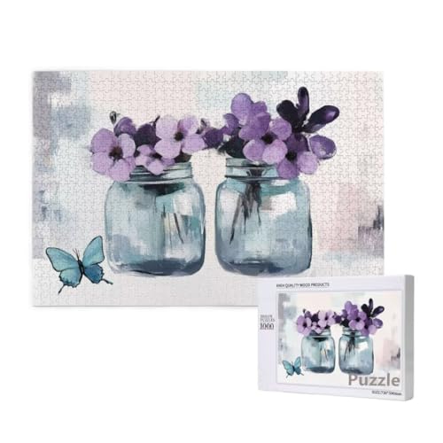 Schmetterling Puzzle 1500 Teile Erwachsene, Groß Puzzle Blume Muster Design, Jigsaw 87x57cm Size mit Geschenkboxverpackung, Wanddeko Wohnzimmer, Geschenke für Frauen, Geschenke für Männer,Model412 von Dozsconz