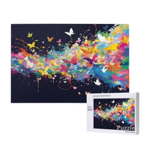 Schmetterling Puzzle 1500 Teile Erwachsene, Groß Puzzle Farbe Muster Design, Jigsaw 87x57cm Size mit Geschenkboxverpackung, Wanddeko Wohnzimmer, Geschenke für Frauen, Geschenke für Männer,Model68 von Dozsconz