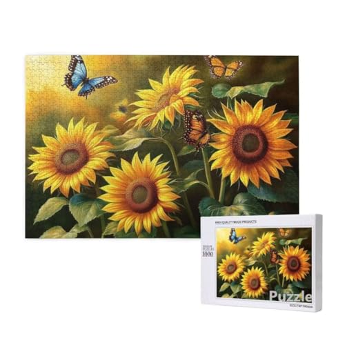 Schmetterling Puzzle 1500 Teile Erwachsene, Groß Puzzle Sonnenblume Muster, Jigsaw 87x57cm Size mit Geschenkboxverpackung, Wanddeko Wohnzimmer, Geschenke für Frauen, Geschenke für Männer,Model1042 von Dozsconz